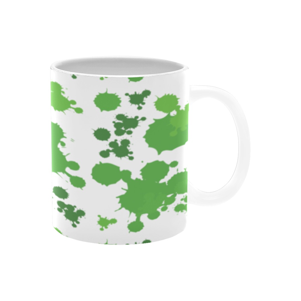 Abstract green splash pattern White Mug(11OZ)