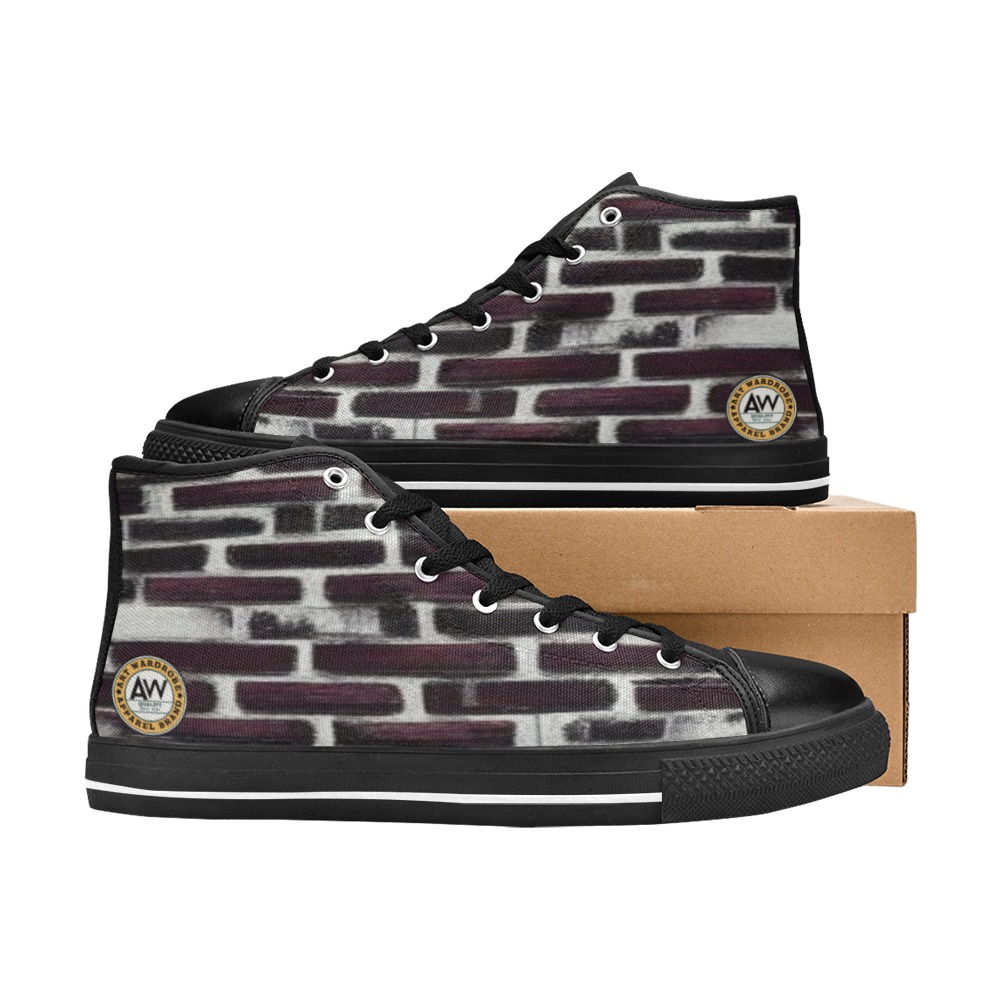 burgundy bricks Women's Classic High Top Canvas Shoes (Model 017)