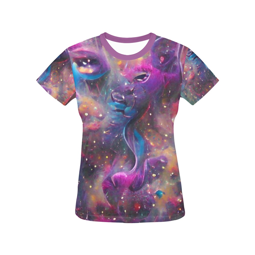Tiger_Nebula_TradingCard All Over Print T-Shirt for Women (USA Size) (Model T40)