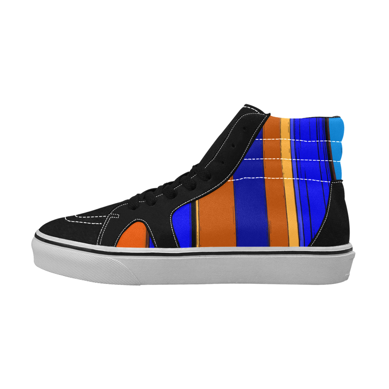 Abstract Blue And Orange 930 Women's High Top Skateboarding Shoes (Model E001-1)