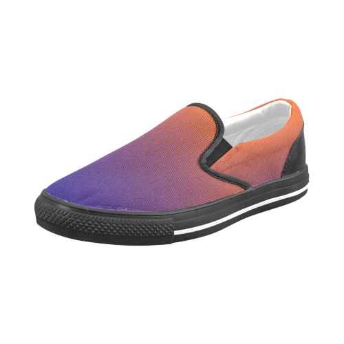 slice of rainbow Black Men's Slip-on Canvas Shoes (Model 019)