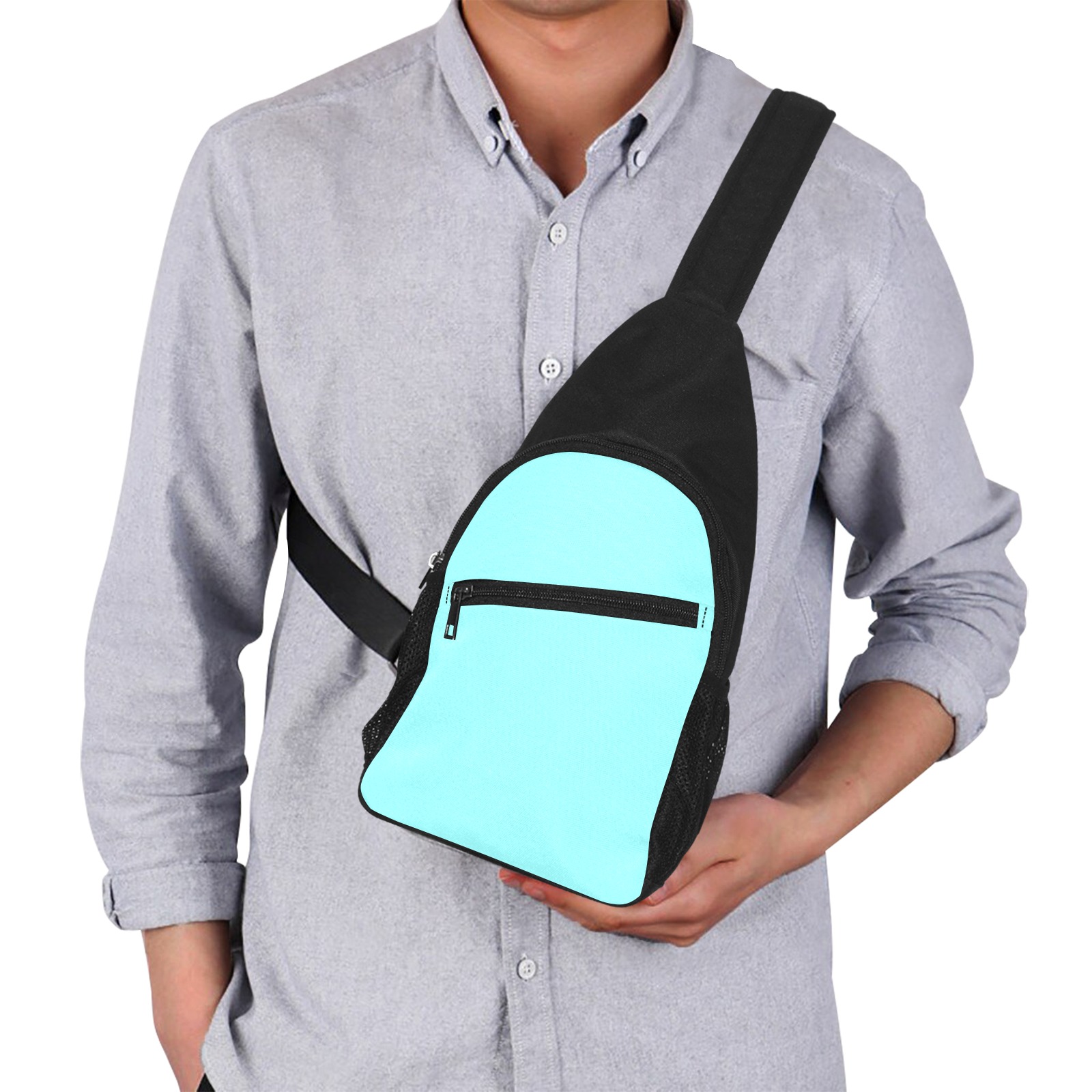 color ice blue Chest Bag-Front Printing (Model 1719)