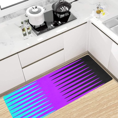 Wave Design Blue, Purple and Black Kitchen Mat 48"x17"