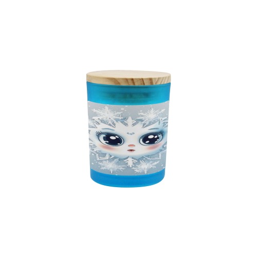 Little Snowflake Blue Glass Candle Cup (Wood Sage & Sea Salt)