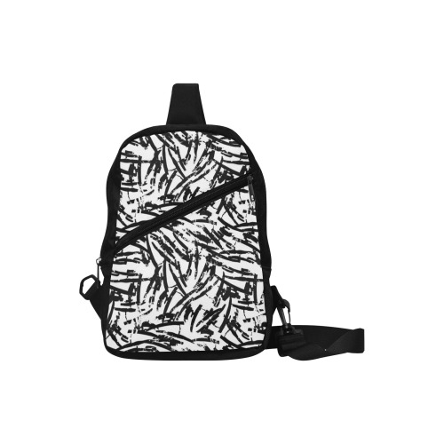 Brush Stroke Black and White Men's Chest Bag (Model 1726)