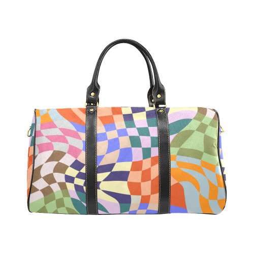 Wavy Groovy Geometric Checkered Retro Abstract Mosaic Pixels New Waterproof Travel Bag/Small (Model 1639)