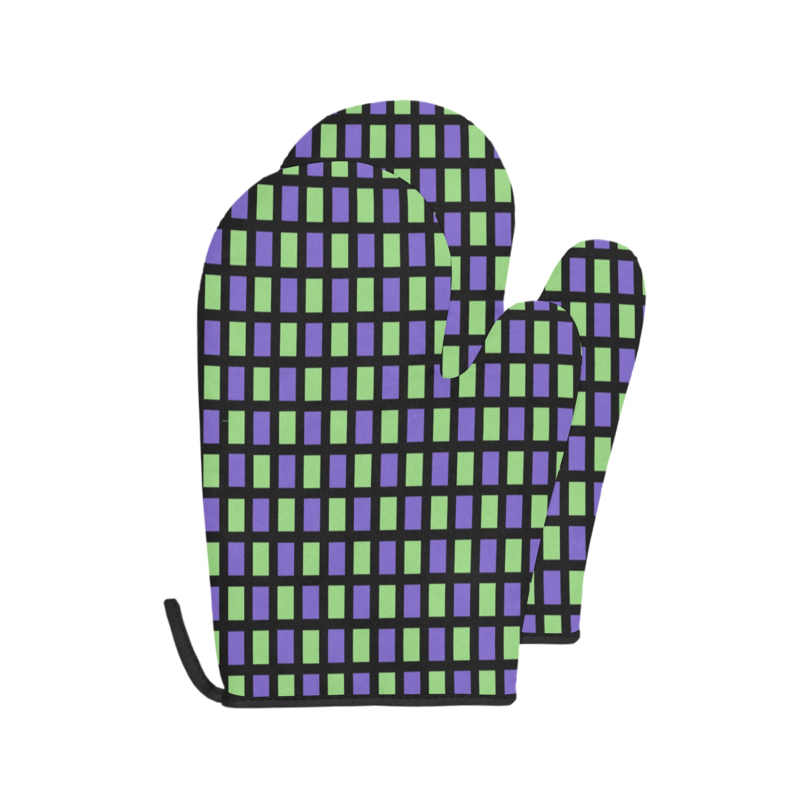 blue and green Oven Mitt (Two Pieces)