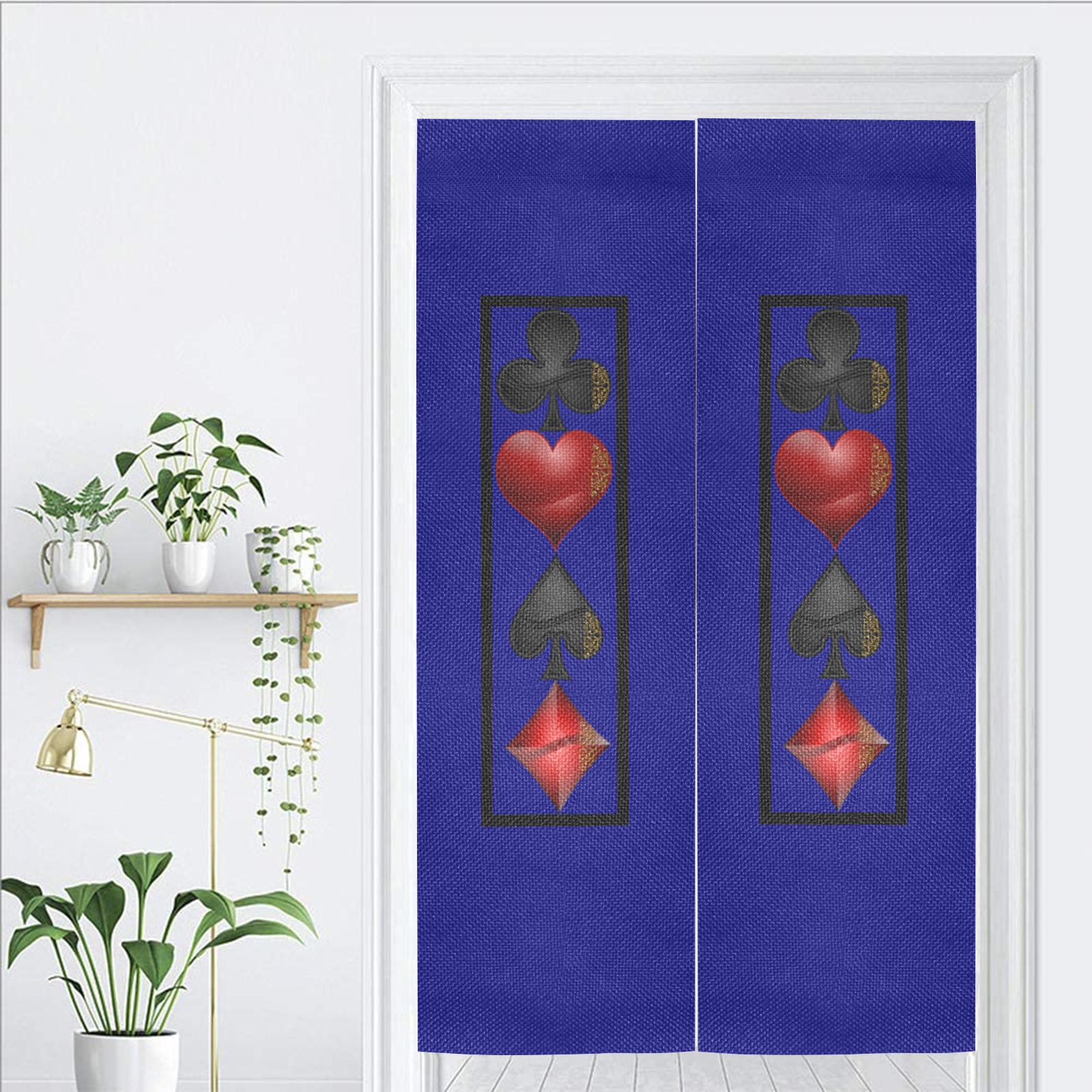 Las Vegas Playing Card Symbols / Blue Door Curtain Tapestry