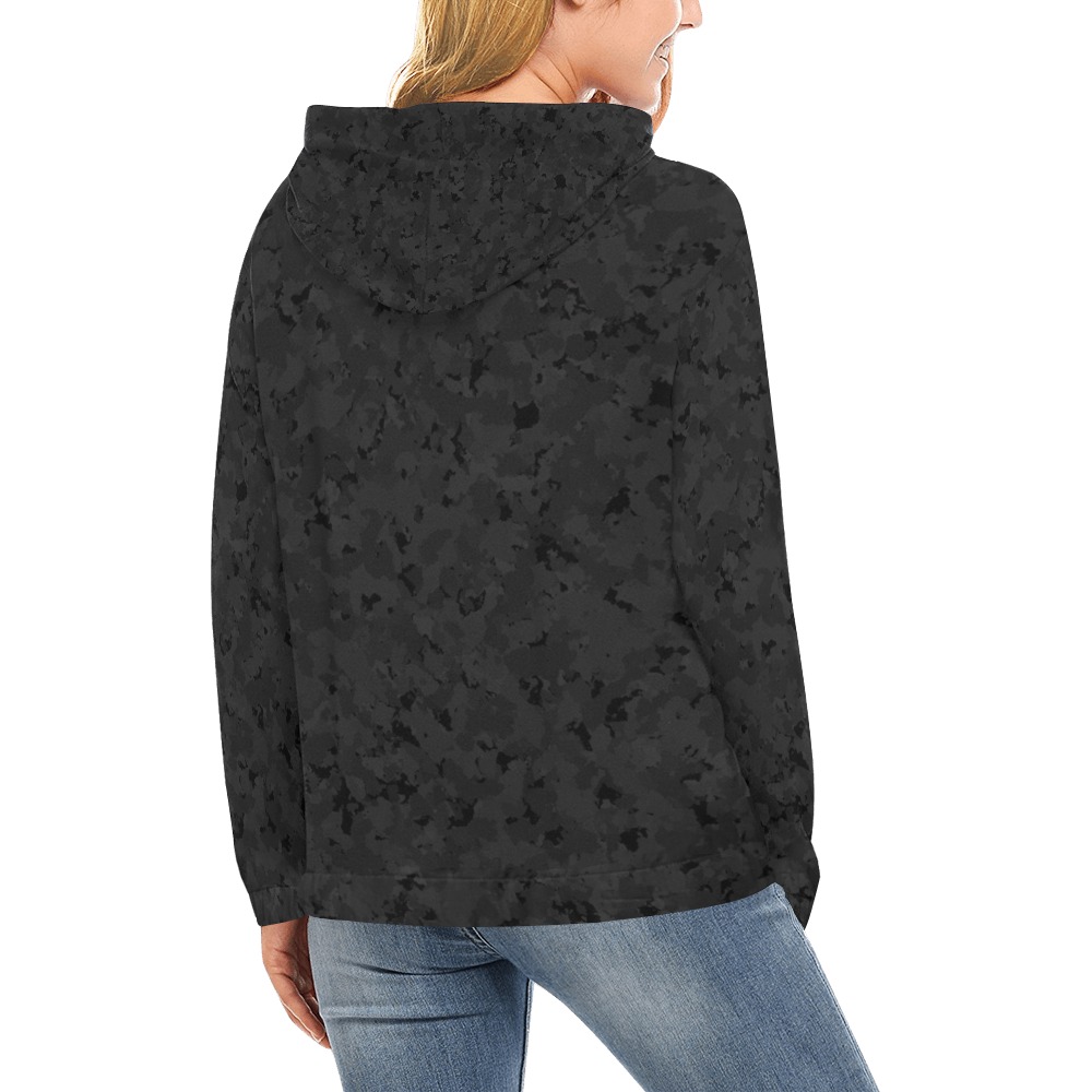 blk All Over Print Hoodie for Women (USA Size) (Model H13)