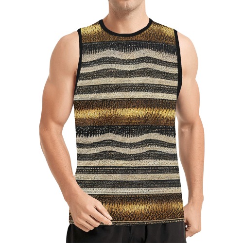 horizontal striped pattern, gold and silver All Over Print Basketball Jersey