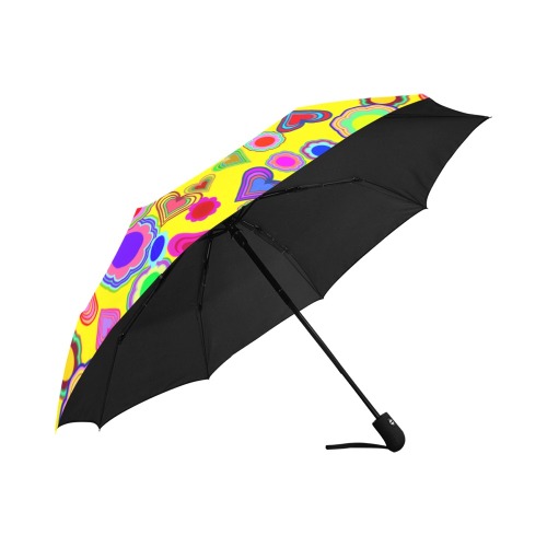 Groovy Hearts and Flowers Yellow Anti-UV Auto-Foldable Umbrella (U09)