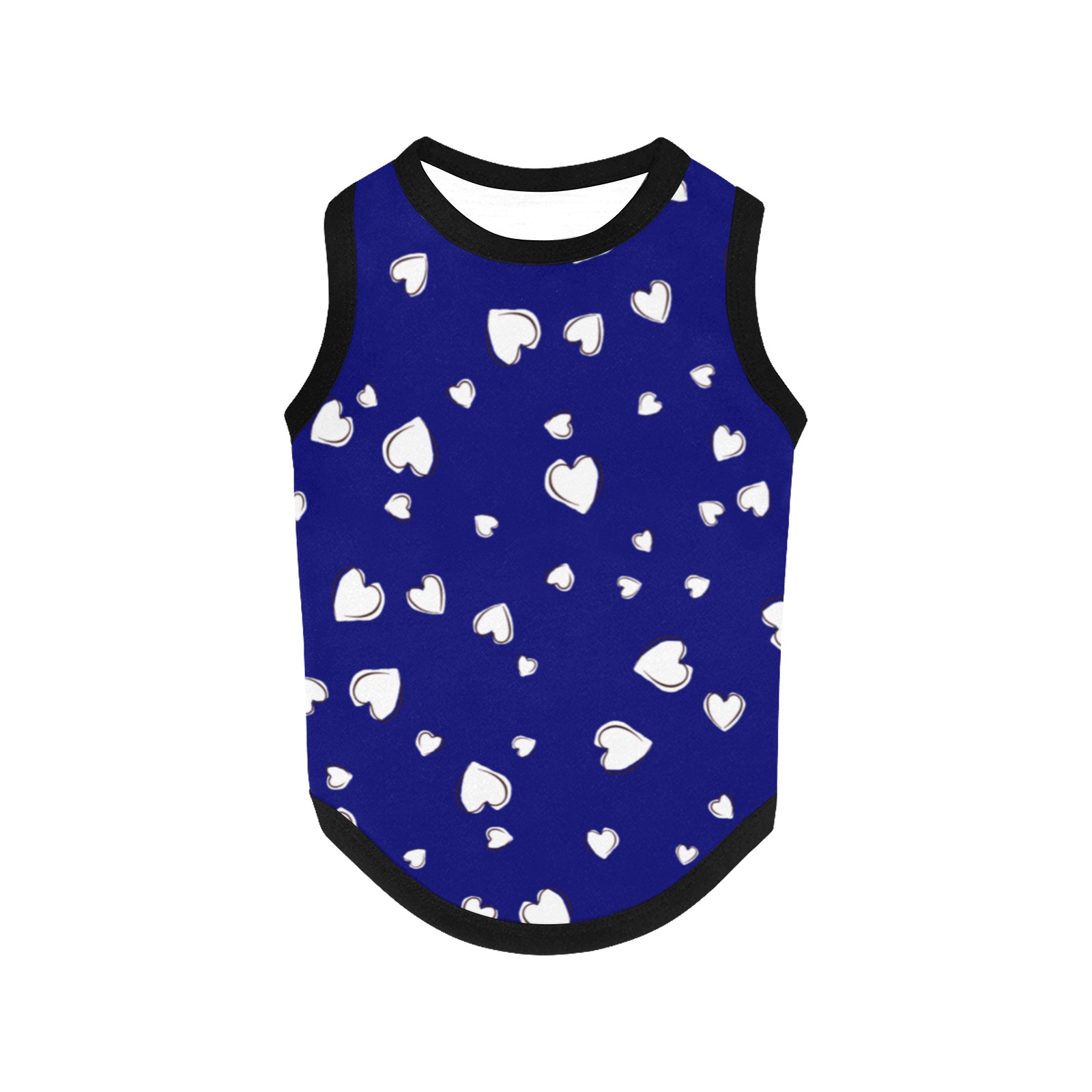 White Hearts Floating on Blue All Over Print Pet Tank Top