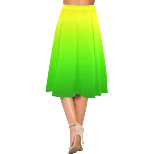 rainbow green Mnemosyne Women's Crepe Skirt (Model D16)