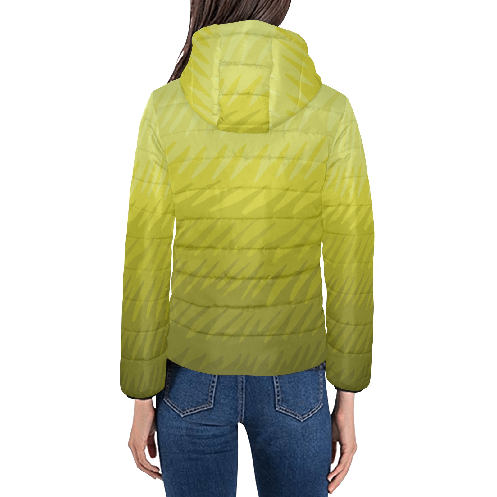 ylw wavespike Women's Padded Hooded Jacket (Model H46)