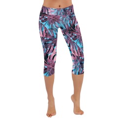 Leaf monstera pattern 03B Women's Low Rise Capri Leggings (Invisible Stitch) (Model L08)