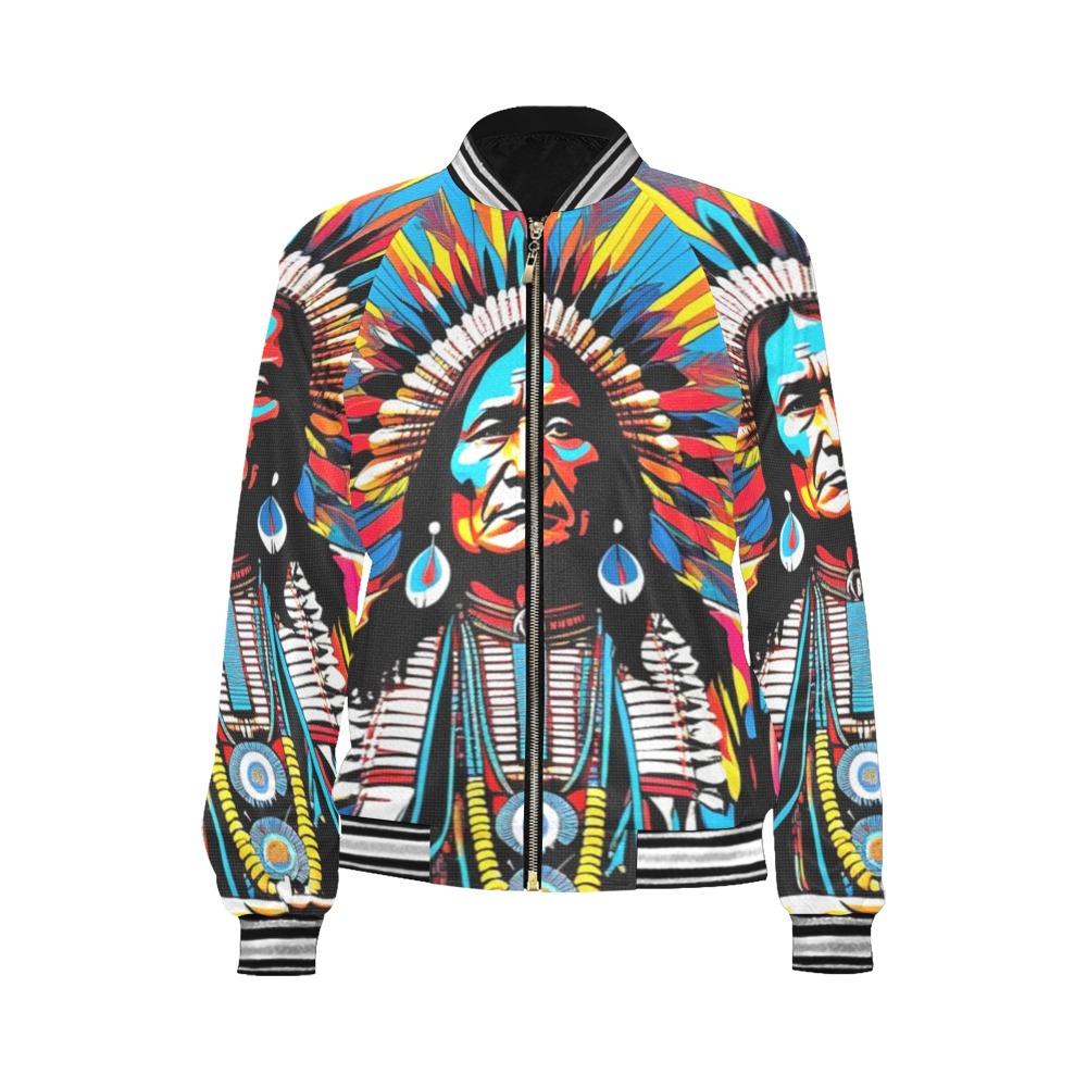 AMERICAN HERITAGE 11 All Over Print Bomber Jacket for Women (Model H21)