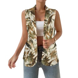 Fall leaves autumnal 4 Women's Sleeveless Blazer (Model H71)