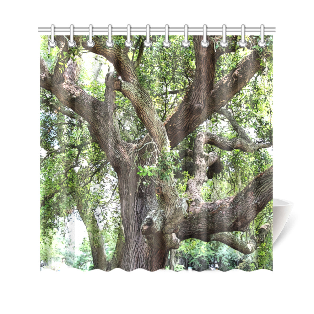Oak Tree In The Park 7659 Stinson Park Jacksonville Florida Shower Curtain 69"x70"