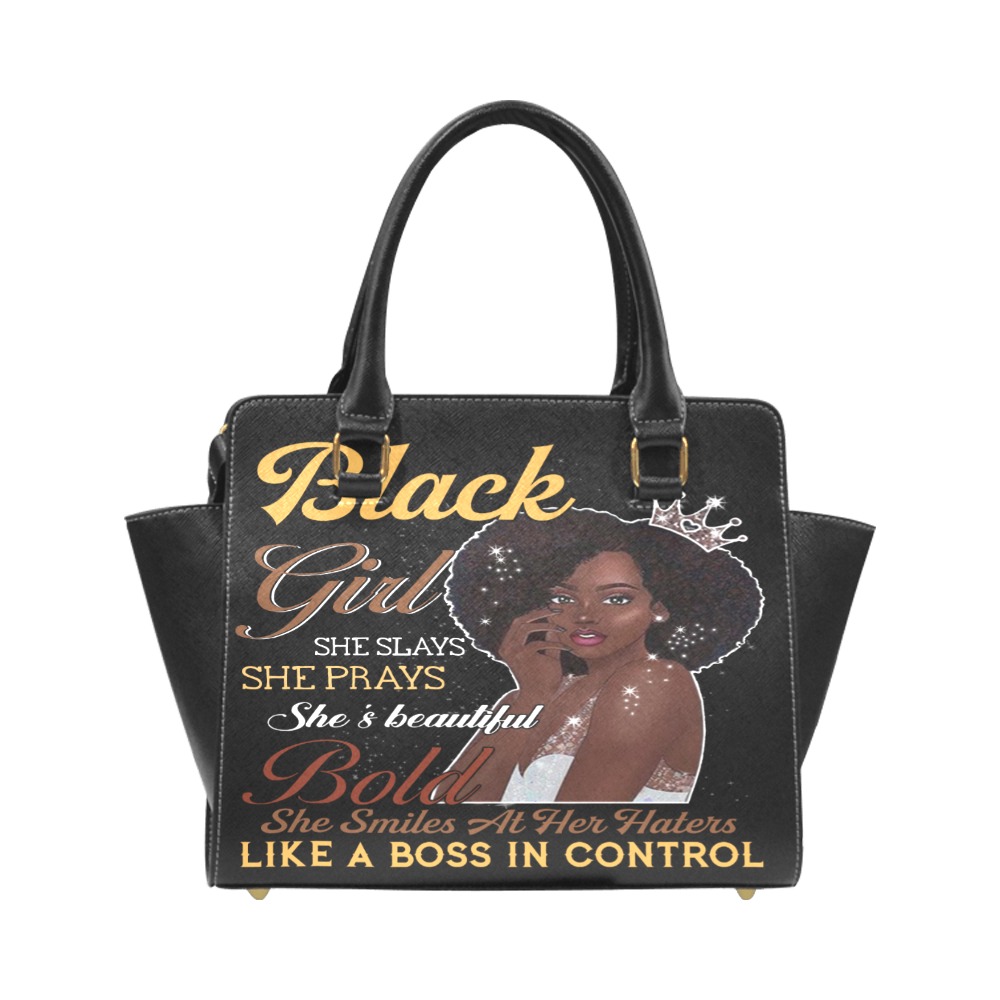 - BLACK GIRL SHE SLAYS SHE PRAYS (black women) Rivet Shoulder Handbag (Model 1645)