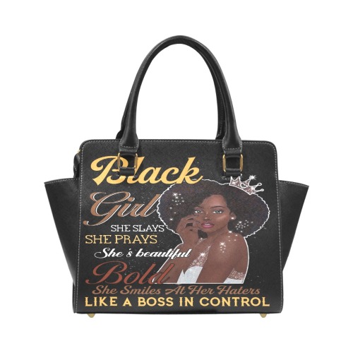 - BLACK GIRL SHE SLAYS SHE PRAYS (black women) Rivet Shoulder Handbag (Model 1645)