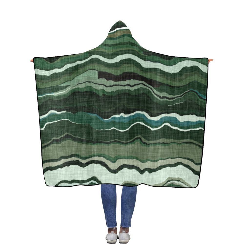 Camo brushstrokes green 3 Flannel Hooded Blanket 56''x80''