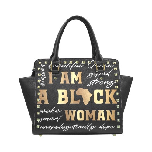 I Am A Black Woman Rivet Shoulder Handbag (Model 1645)