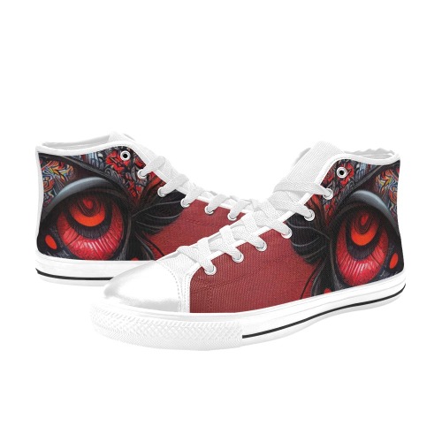 red eye Men’s Classic High Top Canvas Shoes (Model 017)