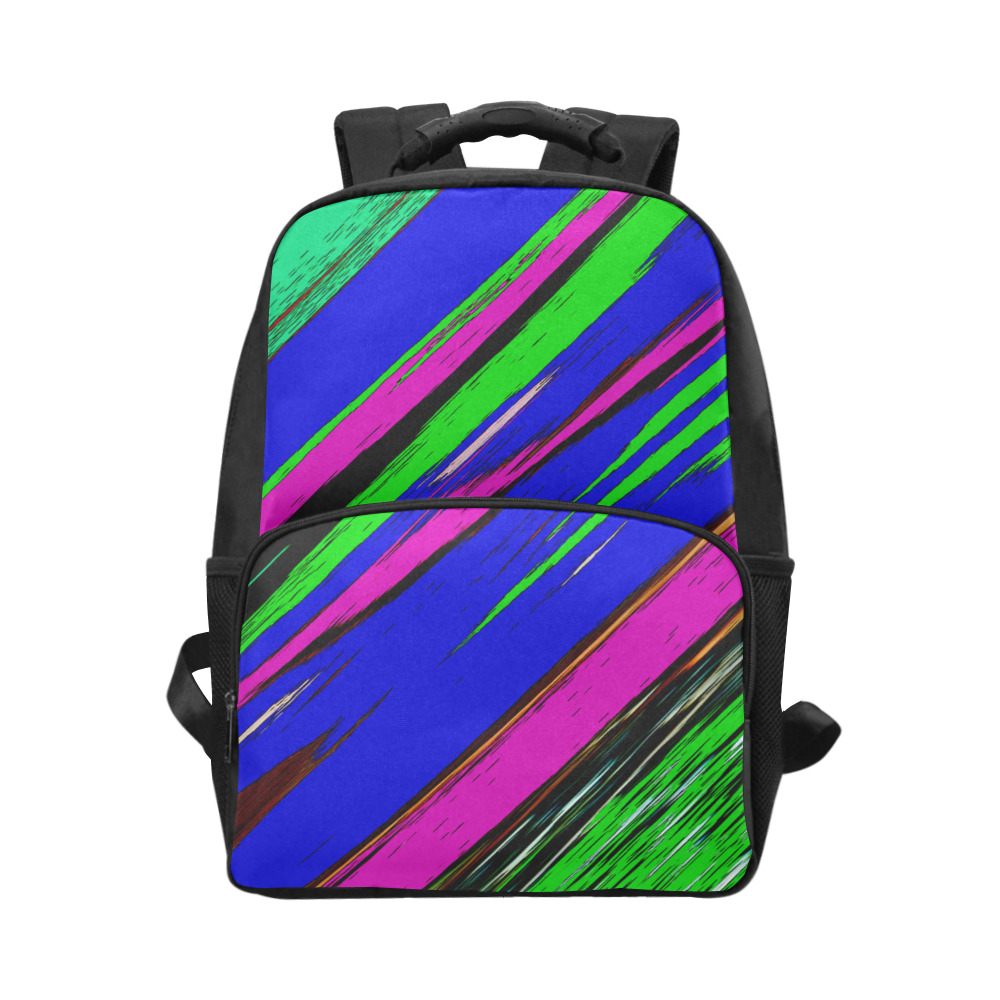 Diagonal Green Blue Purple And Black Abstract Art Unisex Laptop Backpack (Model 1663)