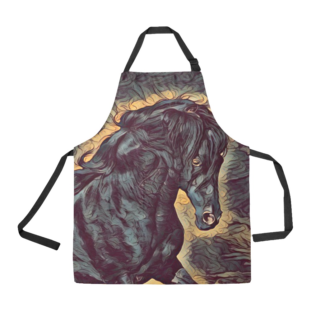 Horse Black Smoked All Over Print Apron