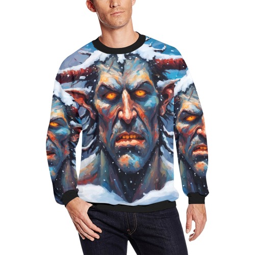 Spooky Demon Of Winter Monster Man Four Seasons Men's Oversized Fleece Crew Sweatshirt (Model H18)