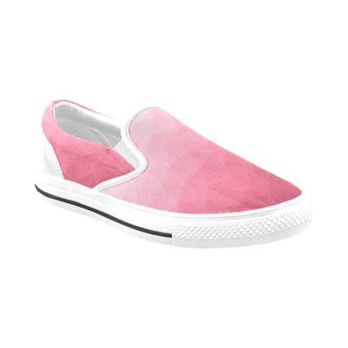 Magenta pink ombre gradient geometric mesh pattern Women's Unusual Slip-on Canvas Shoes (Model 019)