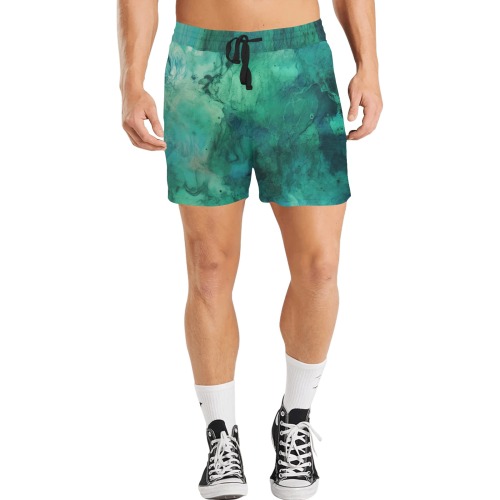 CG_a_green_and_blue_textured_surface_in_the_style_of_fluid_ink__8ea3f316-602e-4f64-bcf8-c283f84ca5b3 Men's Mid-Length Casual Shorts (Model L50)