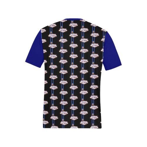Las Vegas Welcome Sign / Black - Blue Men's All Over Print T-Shirt (Solid Color Neck) (Model T63)