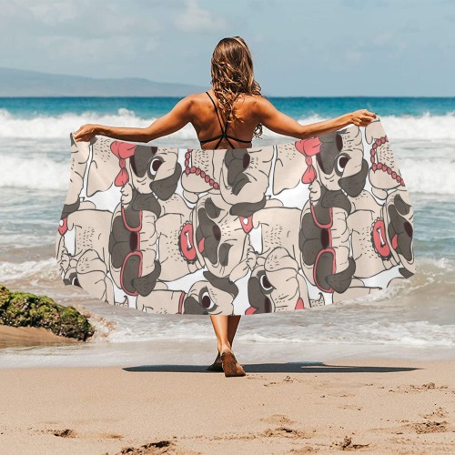 Funny Pugs Beach Towel 32"x 71"