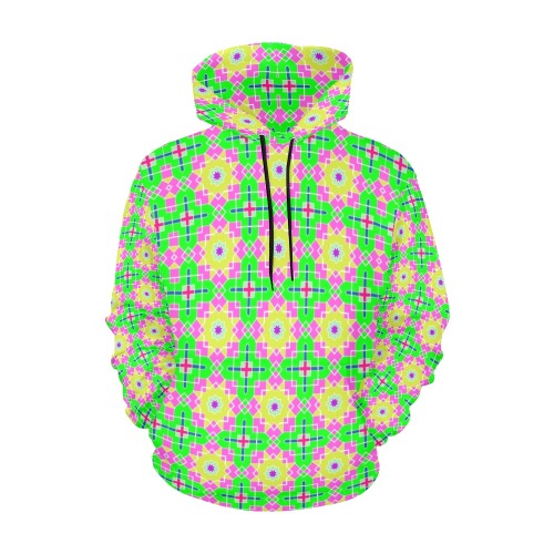 Fractoberry Bright Colors 006WH All Over Print Hoodie for Women (USA Size) (Model H13)