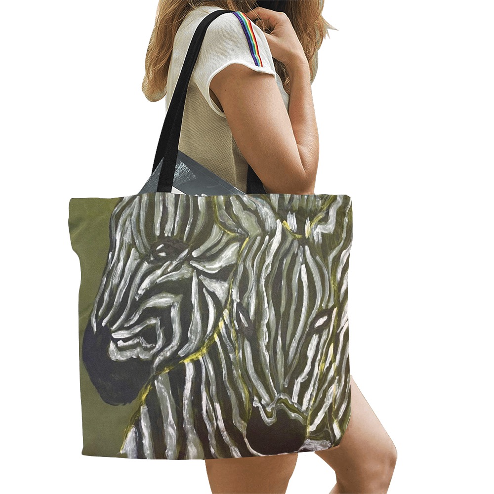 zebra All Over Print Canvas Tote Bag/Large (Model 1699)
