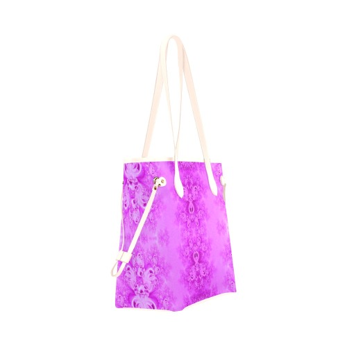 Soft Violet Flowers Frost Fractal Clover Canvas Tote Bag (Model 1661)