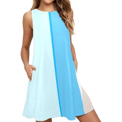 beach landscape Sleeveless A-Line Pocket Dress (Model D57)