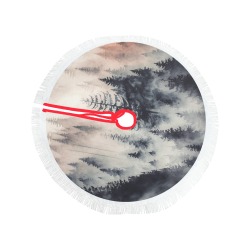 Landscape-mountain-fog-07 Thick Fringe Christmas Tree Skirt 36"x36"