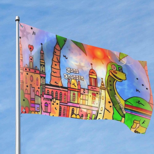 Spain Cran Canaria Pop Art by Nico Bielow Custom Flag 8x5 Ft (96"x60") (One Side)