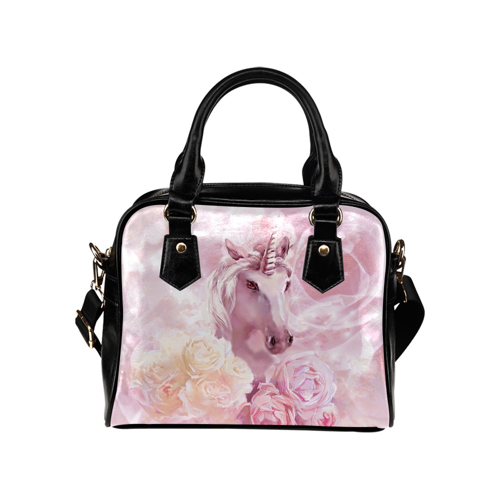 Unicorn and Pink Roses Shoulder Handbag (Model 1634)