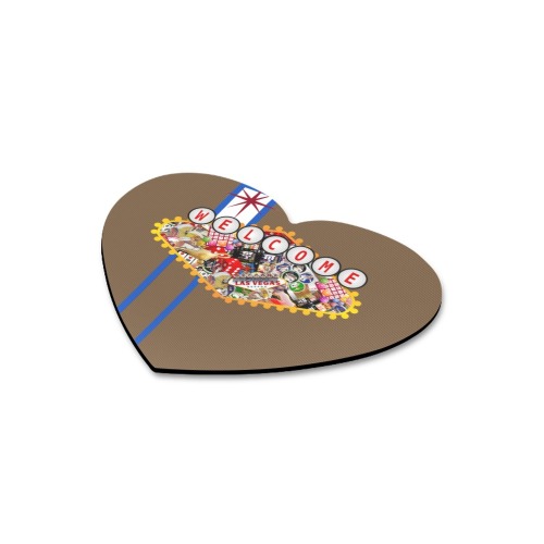 Las Vegas Icons Sign Gamblers Delight - Brown Heart-shaped Mousepad