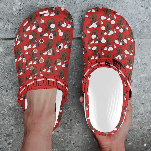 lg Red Custom Print Foam Clogs for Adults