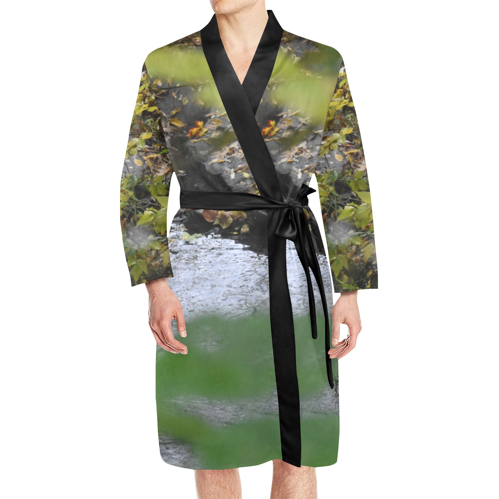 Earth's Enchantment Men's Long Sleeve Belted Night Robe (Model H56)