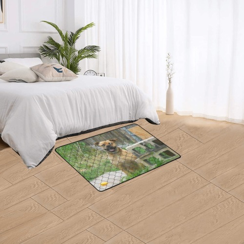 A Smiling Dog Area Rug with Black Binding 2'7"x 1'8‘’