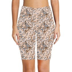 Geometric vintage mosaic 23 Women's Workout Half Tights (Model L42)