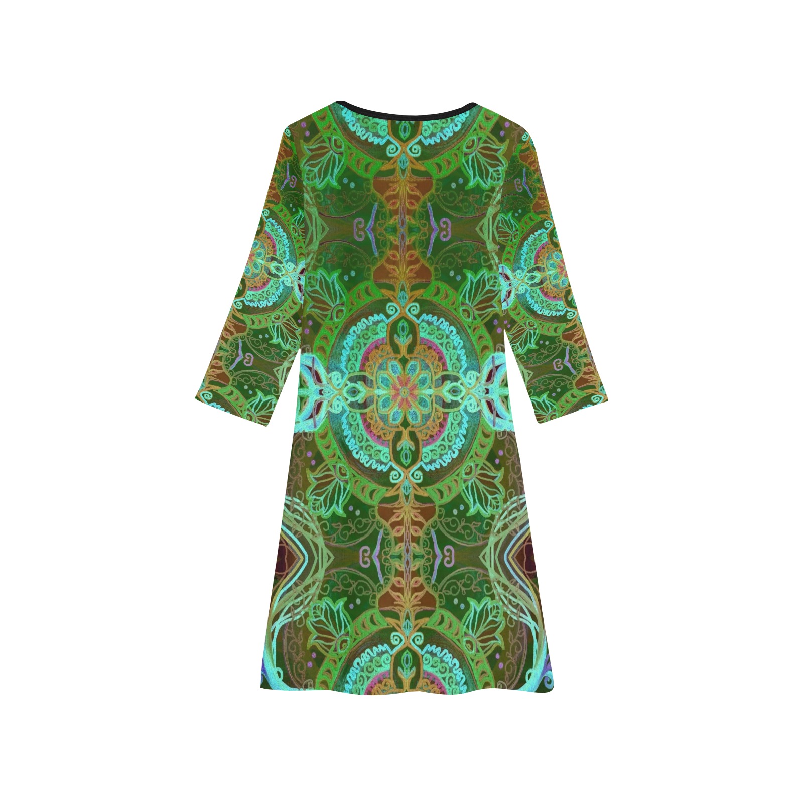 floralie-green Girls' Long Sleeve Dress (Model D59)