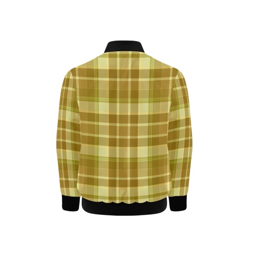 Shades Of Yellow Plaid Kids' Bomber Jacket with Pockets (Model H40)