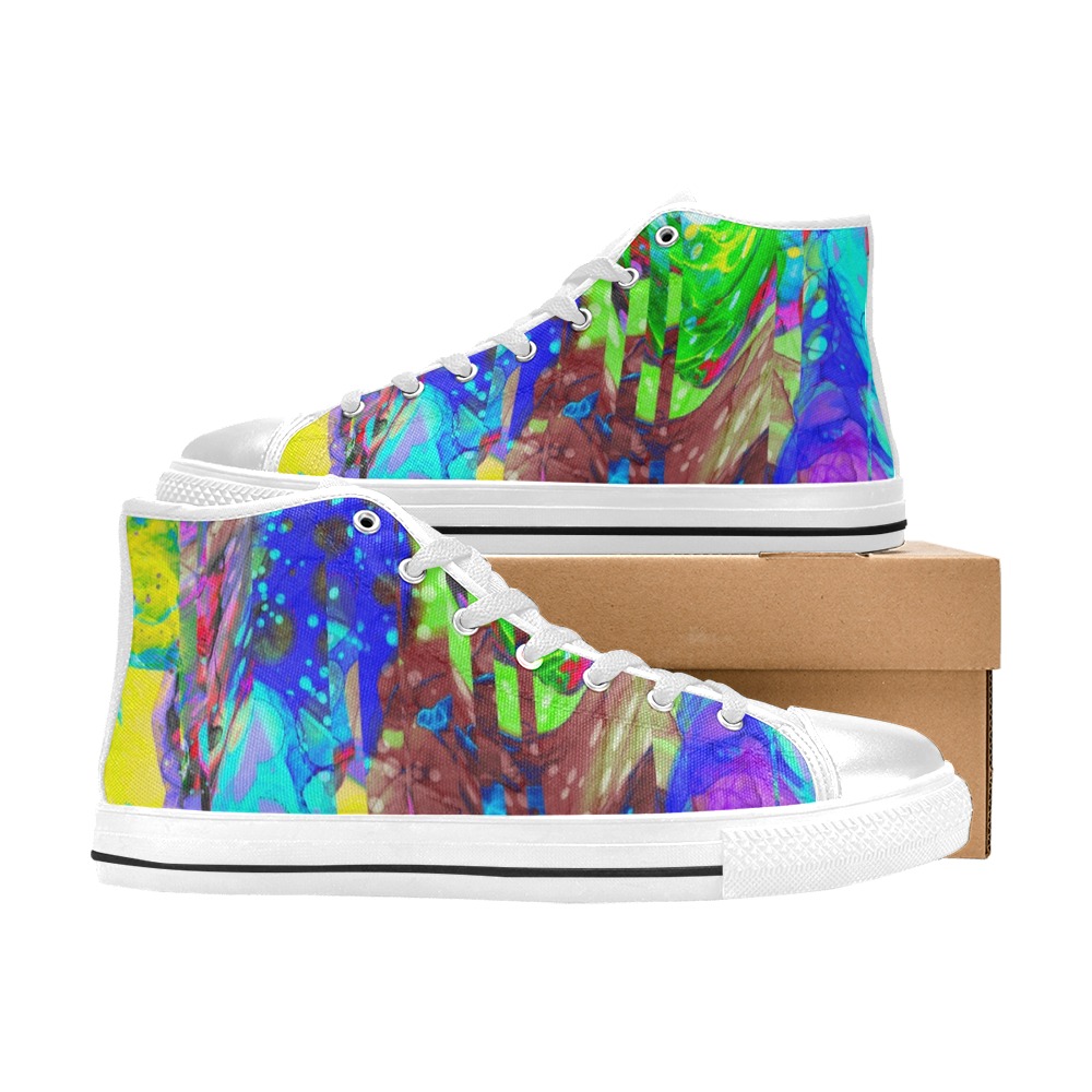 Psychedelic vibrant summer Women's Classic High Top Canvas Shoes (Model 017)
