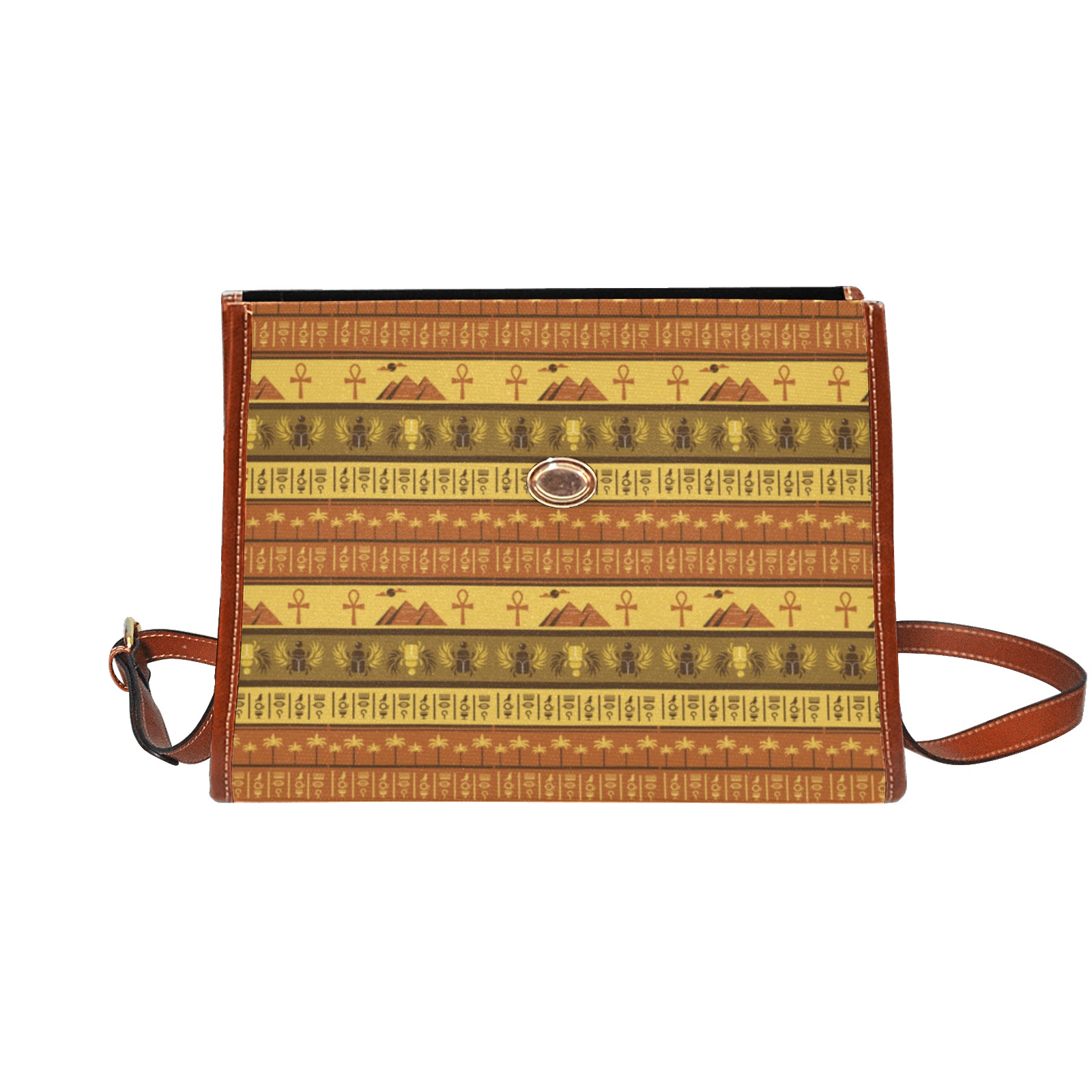 African patterns -02 Waterproof Canvas Bag-Brown (All Over Print) (Model 1641)